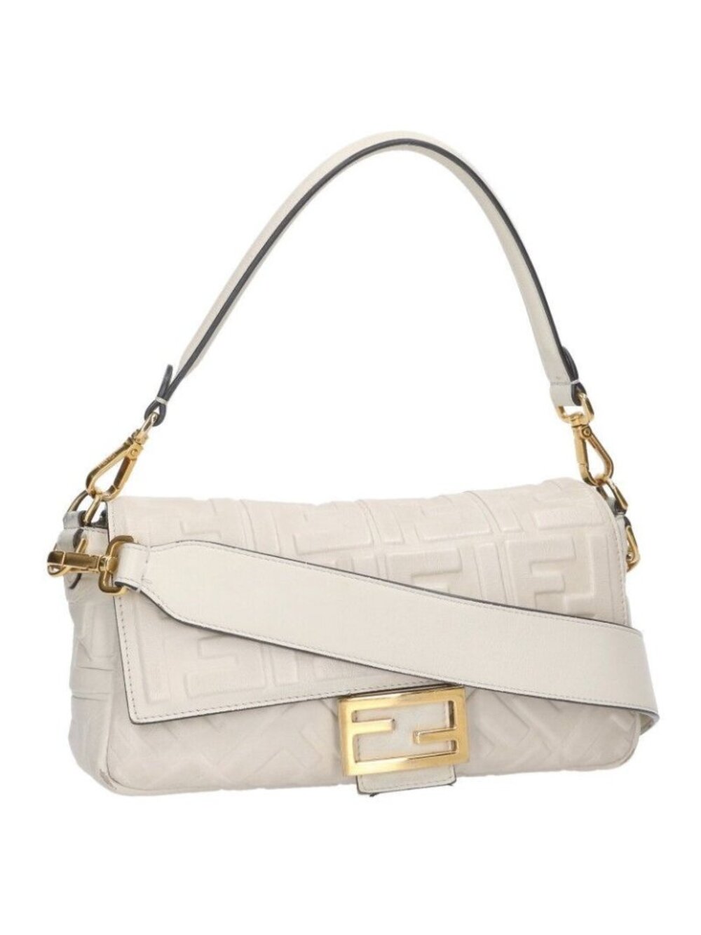 Fendi Logo Embossed Baguette Shoulder Bag
